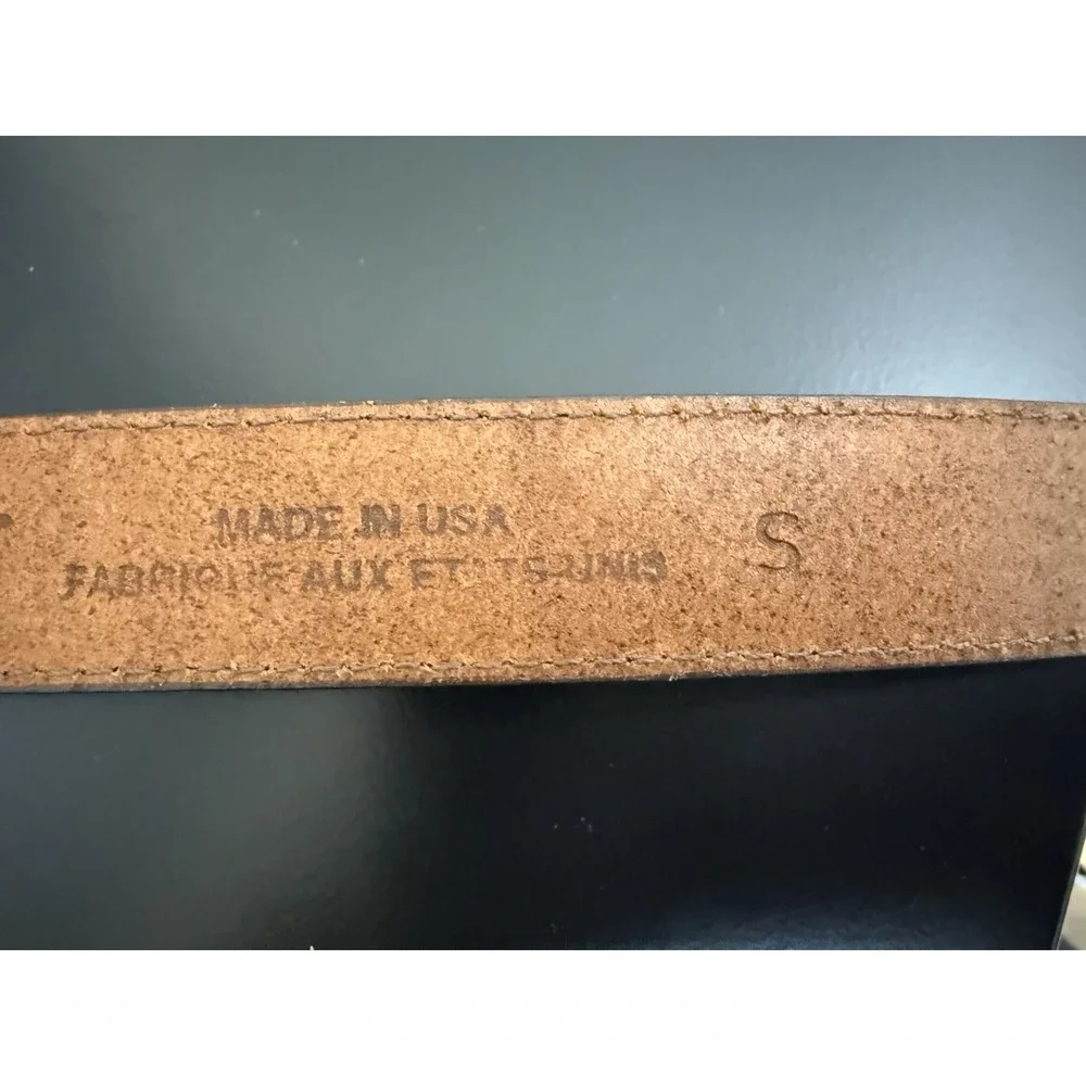 Talbots Brown Leather Belt Western Buckle Gardening Charms Small‎ USA Made 32